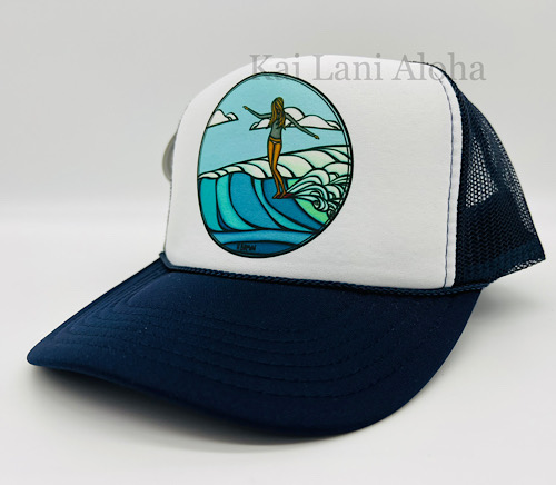 HE＞i スナップバックキャップ 黒×白 ハレイワ Hawaii アロハ ハワイ Hurley ハーレー スナックバック キャップ ALOHA TRUCKER