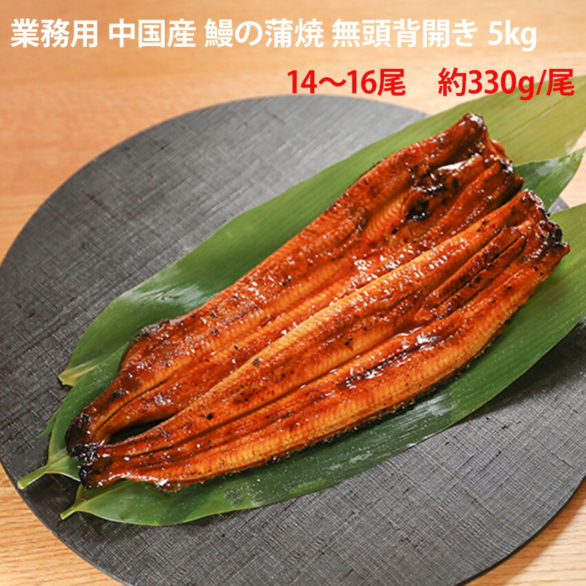 鰻の蒲焼 5kg 無頭 背開き 業務用 約14～16尾入 1尾約330g (10kg 30尾サイズ) 冷凍 うなぎ かばやき うな重 うな丼 大容量 仕入れ 居酒屋 和食 プロ 飲食店