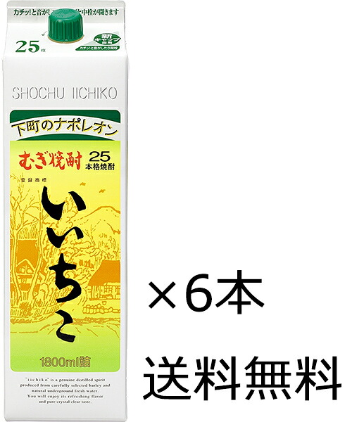 【送料無料(九州・沖縄除く)】 いいちこパック 25度 1.8L(1800ml) 6本(1ケース)|開成屋