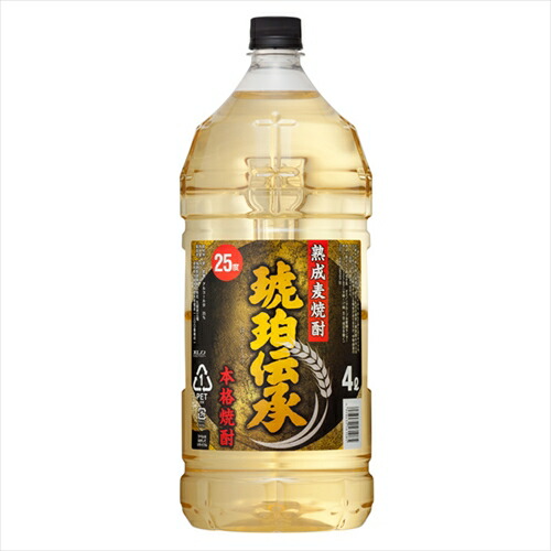 （ケース販売）（送料無料（九州・沖縄除く））　福徳長　琥珀伝承　熟成麦　２５度　４Ｌ　４０００ｍｌ　４本