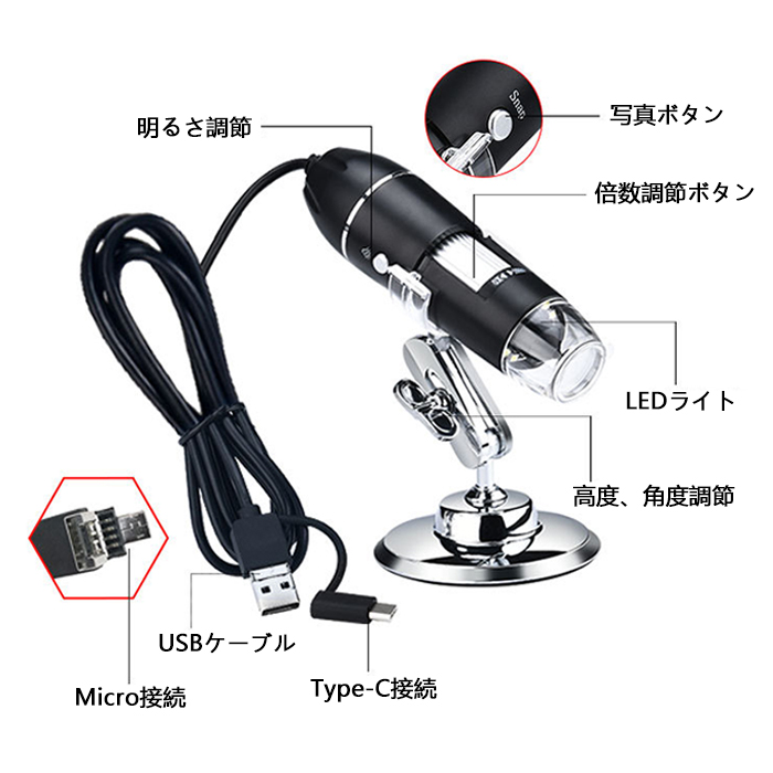 テレビで話題】 最大倍率1000倍 高倍率デジタルマイクロスコープ USB パソコン接続 デジタル顕微鏡 ミクロ 研究 fucoa.cl