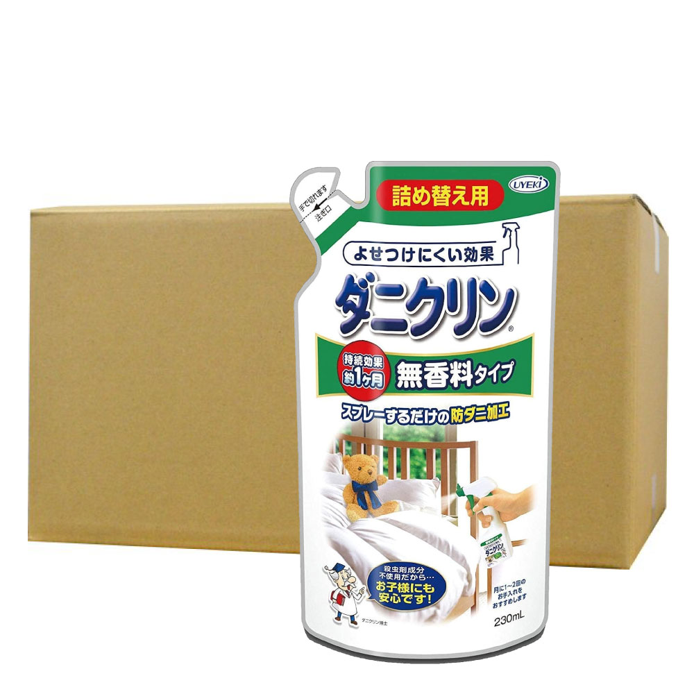 ダニ予防 ダニクリン 無香料タイプ 詰め替え用 230ml×24個 寝装具 タタミ カーペット UYEKI ウエキ