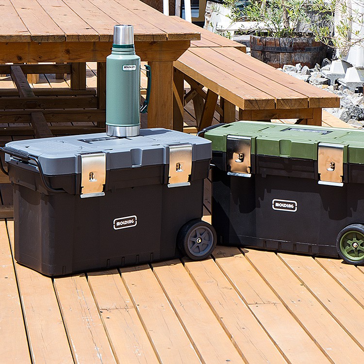 日本製 Molding レジャー夏フェス プレゼント 男性 運動会 男前 キャスター付 キャンプ アウトドア キャリー 大容量 コンテナボックス トランクケース 収納ボックス Brid トランクボックス Mercros メルクロス 67l トランクボックスカートwithキャスター