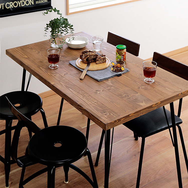 天然木 パイン無垢材 ダイニングテーブル ブレス 幅120 奥行70 4人掛け