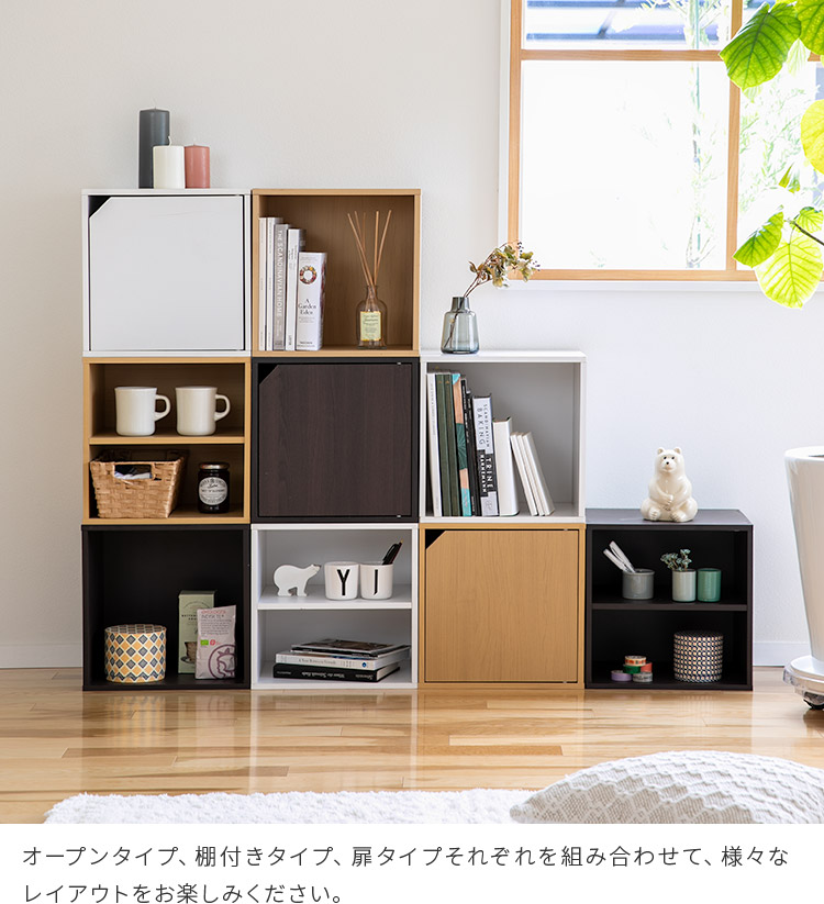 キューブボックス CUBE BOX オープン 扉付き 棚付 収納ボックス カラー