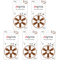 signia　シグニア　補聴器用空気電池　ＰＲ41（312）5パックセット（使用期限：１８ケ月以上残）
