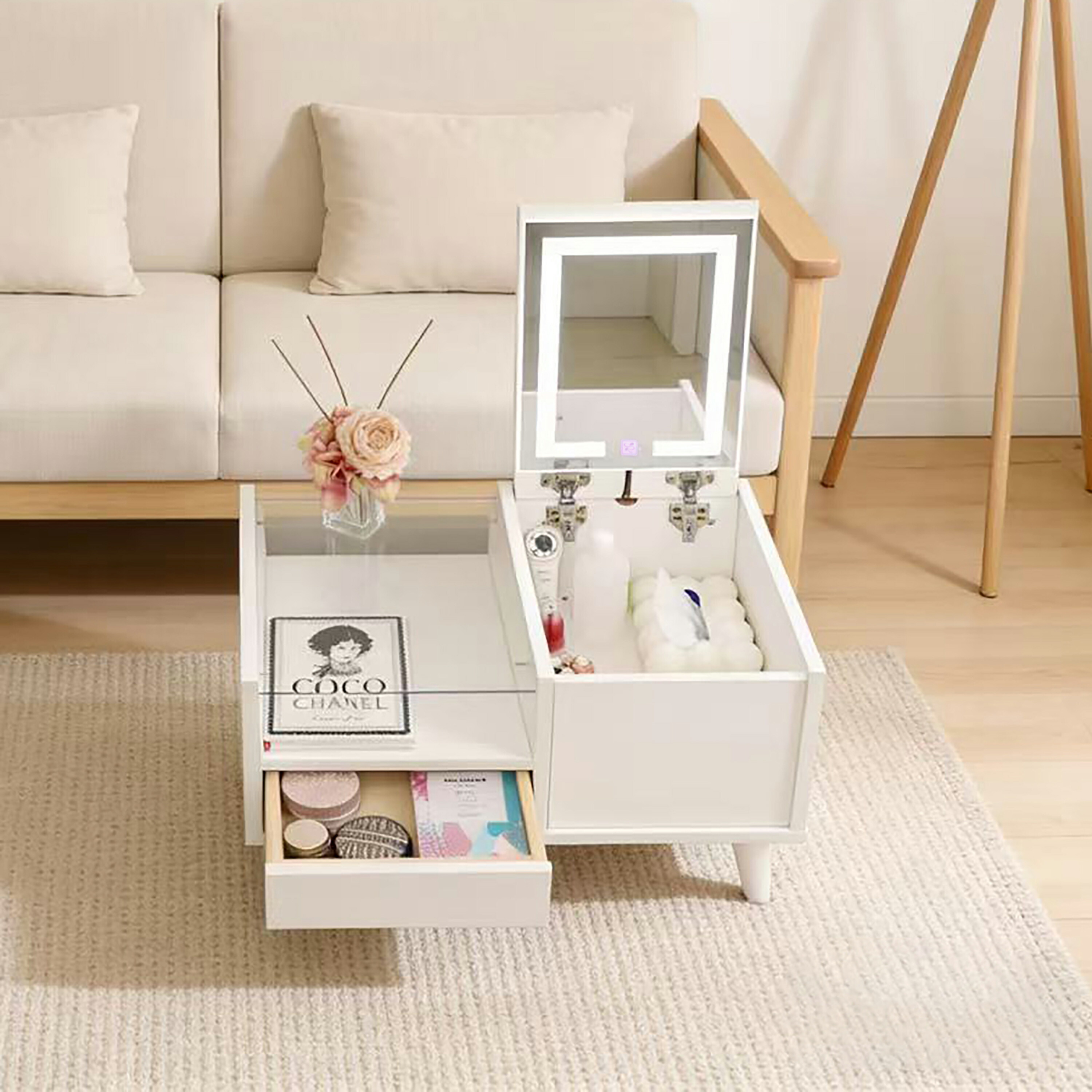 用だんす オシャレ 新生きて行く助けること 自社生産品 北欧風 かざり付ける台 幅60糎 LED鏡鑑 お姫系 女役者鏡鑑  臥し所 かざり付ける一覧表 たわい無いかざり付ける台 コスメ台 101