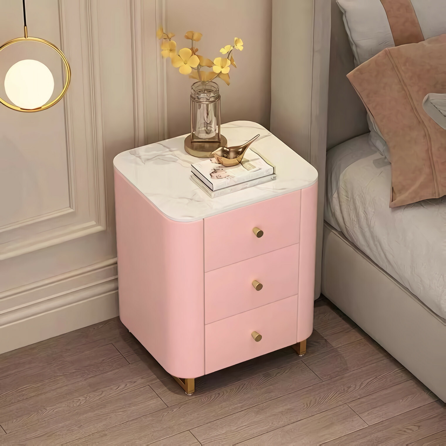 サイドテーブル　チェスト　収納棚　三つ引き出し　激安セール ① MODERN DECO サイドテーブル ナイトテーブル 収納 引き出し