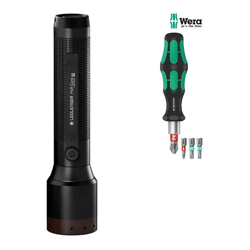 [限定品] [正規品 最長7年保証] LEDLENSER P6R Core + WERA スクリュードライバー 特別セット 充電式 フラッシュライト レッドレンザー ヴェラ 503028 502179