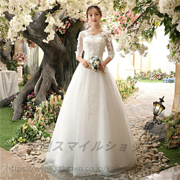 寄り合いお召しもの 婚礼の儀お召しもの 袖あり 安上がり ウェディングドレス 二次会お召しもの ロングお召しもの Vのど首 お客さんお召しもの 透け感スピード競技 掻き鳴らす会 交歓会 スピード競技 白 ワンピ マキシ丈 ロング XS/S/M/L/XL/2XL/3XL レディースファッション-ウェディングドレス