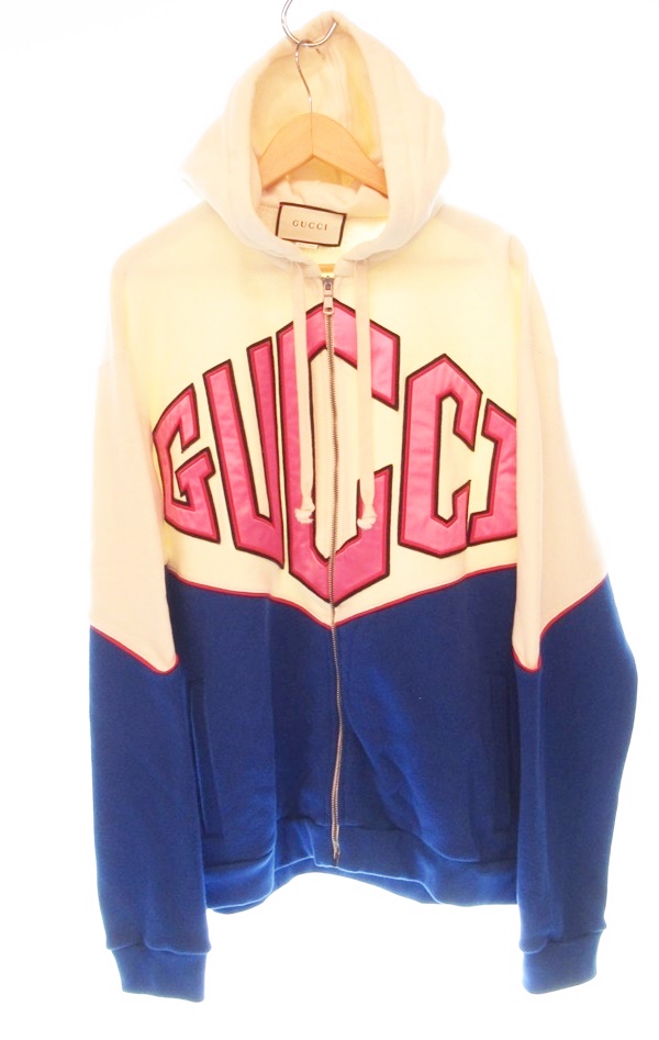 最新アイテム グッチ GUCCI Logo Felted Cotton Jersey Zip up Hoodie