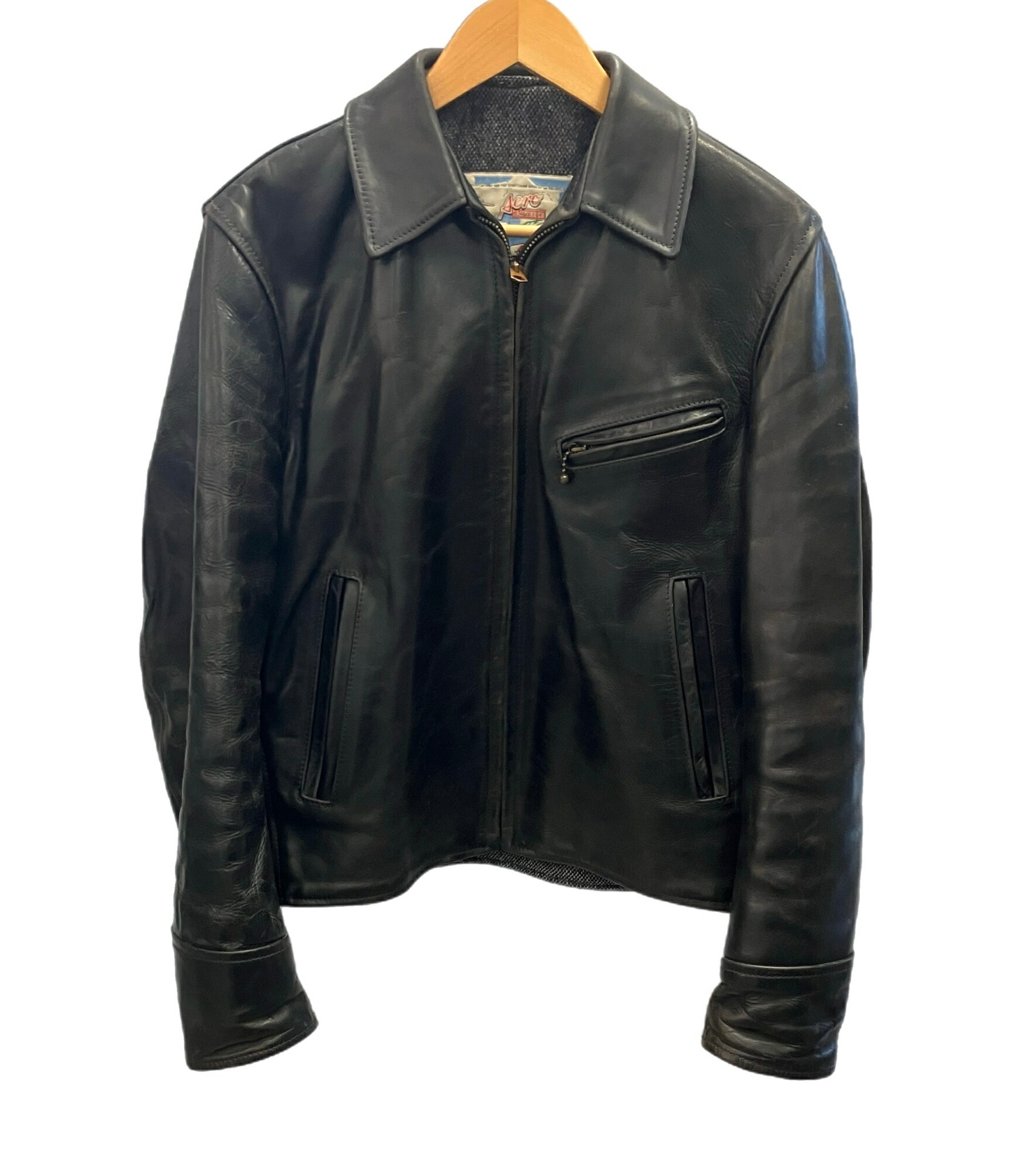 【楽天市場】【中古】エアロレザー AERO LEATHER FRONT QUARTER HORSEHIDE ライダース ジャケット ハーフベルト ホースハイド  ブラック系 黒 ブラウン系 茶 サイズ36 ジャケット 無地 ブラック 101MT-1415 : ドンドンサガール