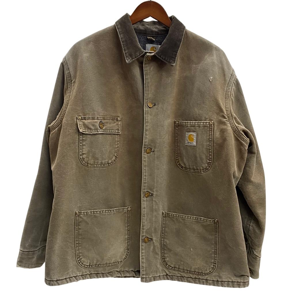 Carhartt ブラウン コーデュロイ襟 カバーオール 裏地無し Carhartt ブラウン コーデュロイ襟 カバーオール 裏地無し