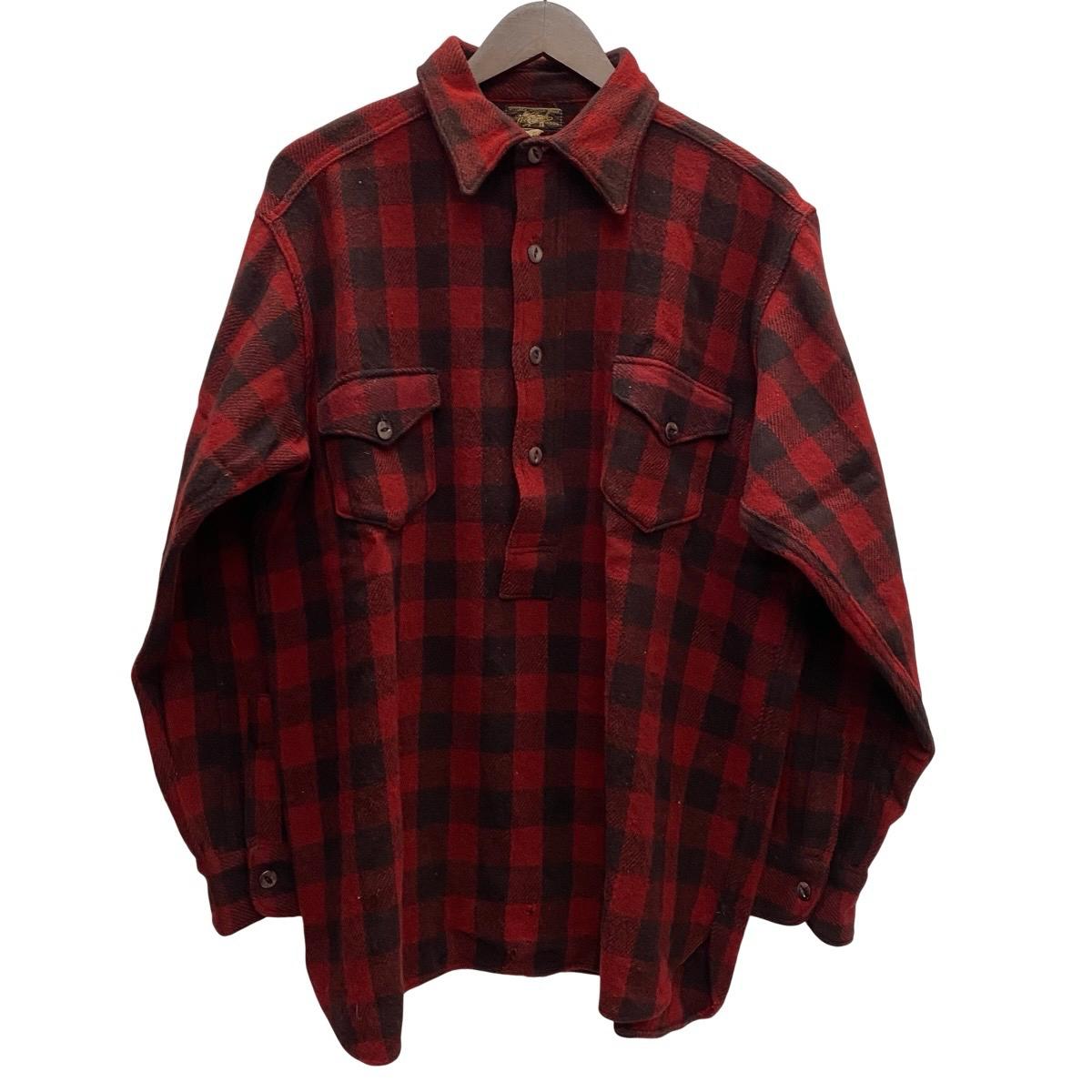 【中古】ヴィンテージ vintage 30\u0027s WOOLRICH Pullover Wool Shirt 長袖プルオーバー 赤いこと 17大いさ 201MT-3803 VB カジュアルシャツ-メンズファッション-トップス