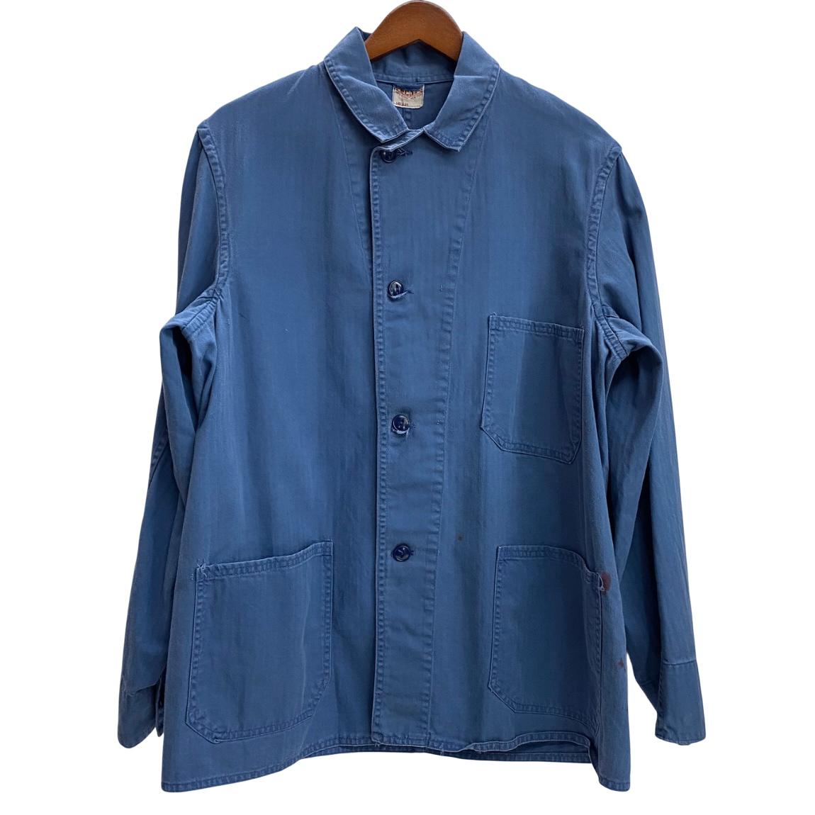 【中古】ヴィンテージ vintage 50's BEST HBT カバーオール 猫目ボタン ジャケット ブルー Mサイズ 201MT-3809 VB|ドンドンサガール