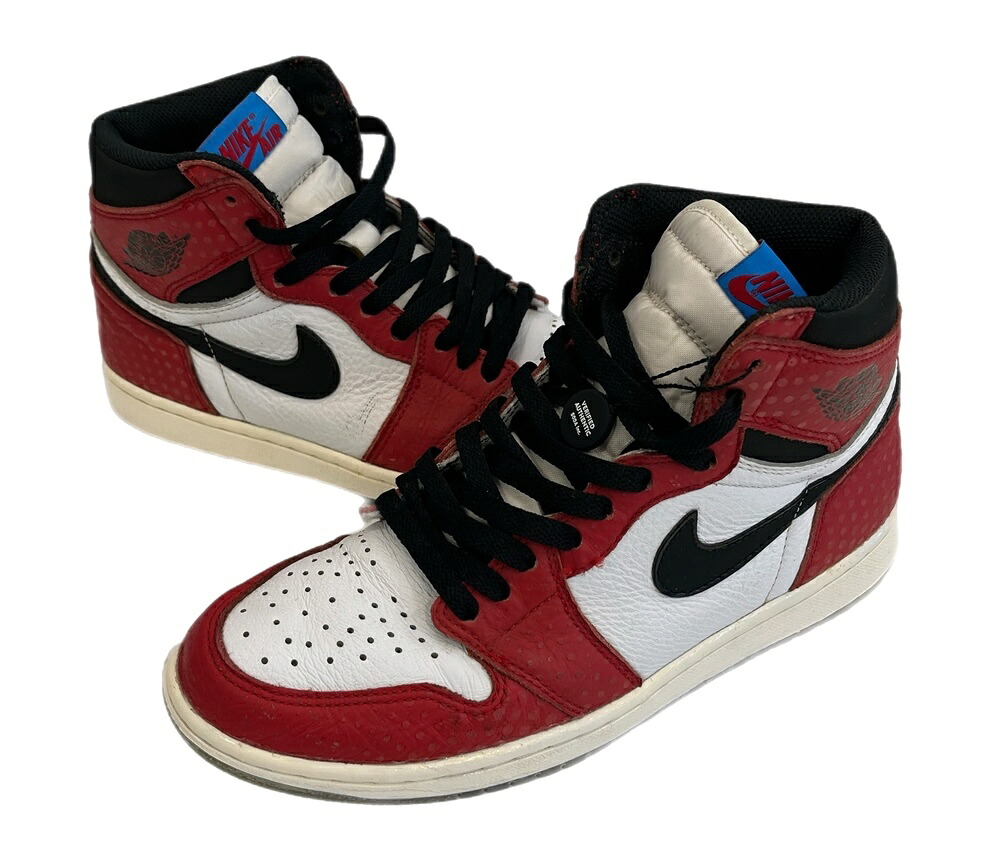 【中古】ジョーダン JORDAN Spiderman Nike Air Jordan 1 Origin Story Gym Red スパイダーマン ナイキ エアジョーダン1 オリジンストーリー ジムレッド 555088-602 メンズ靴 スニーカー ホワイト 26cm 101sh-2184｜ドンドンサガール