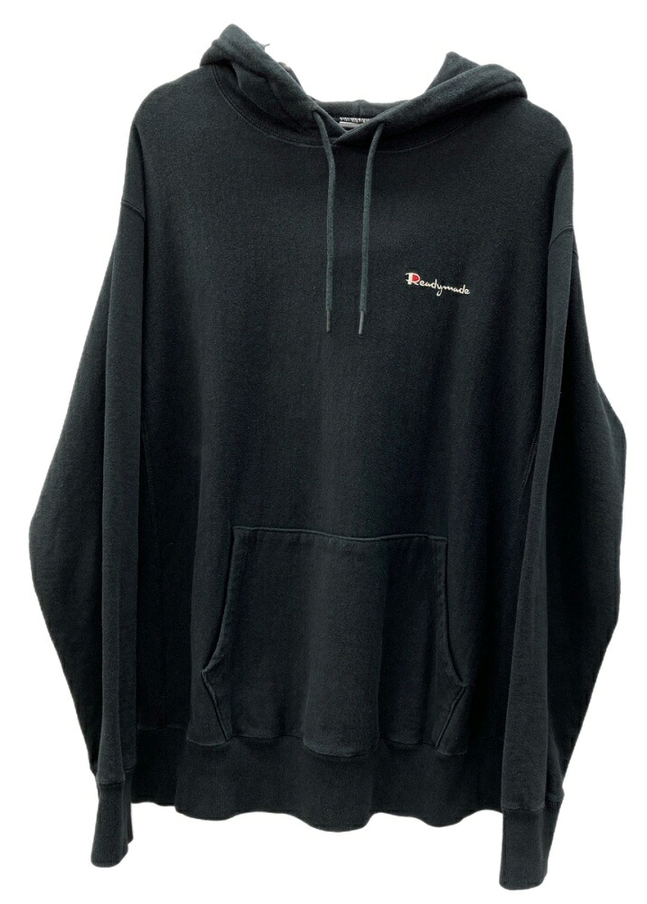【中古】 レディメイド READYMADE 20AW PIONCHAM HOODIE フーディー パーカー プルオーバー リバースウィーブ フロントポケット ロゴ 刺繍 BLACK 黒 RE-CO-BK-00-00-118 パーカ ワンポイント ブラック Mサイズ 104MT-1843
