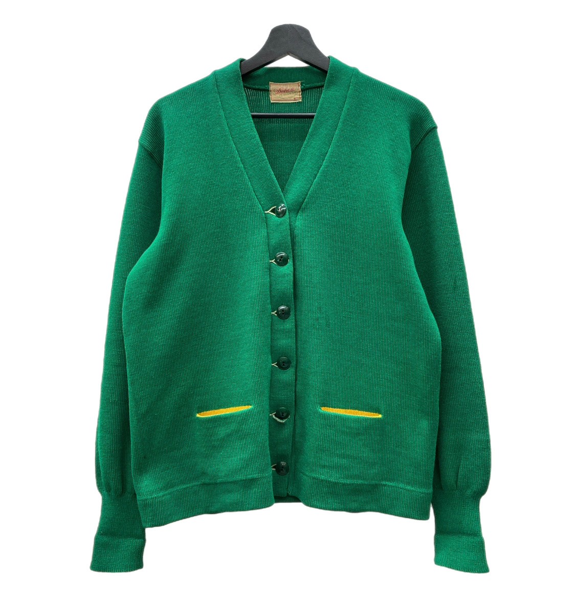 Dehen 60s レタードニット 長袖カーディガン 60年代 Dehen レタードニット ウール カーディガン