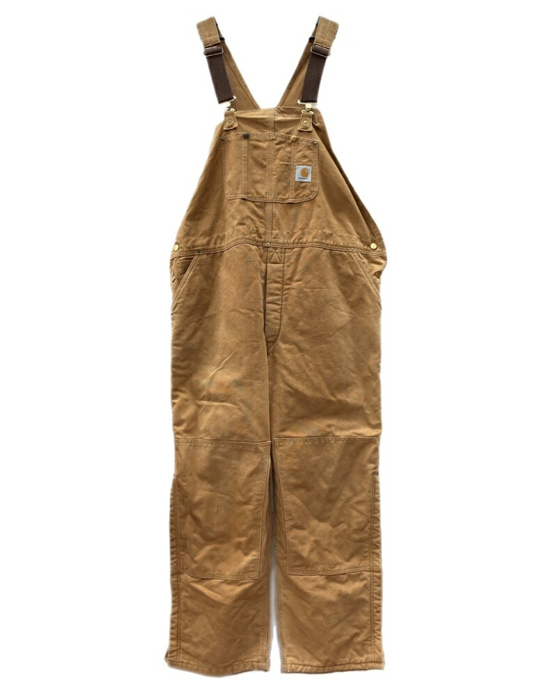 レア メキシコ製古着○カーハート オーバーオール ブラウン キルティング 80年代 ビンテージ USA製 Carhartt カーハート ダック地