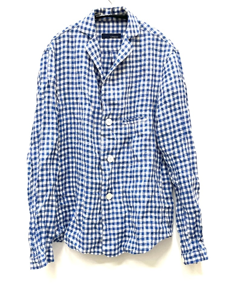 【中古】ラルディーニ LARDINI 読み合わせる リネン 上衣 BO-671/3 82000 XS 上衣 青色 601MT-43 メンズファッション-コート・ジャケット