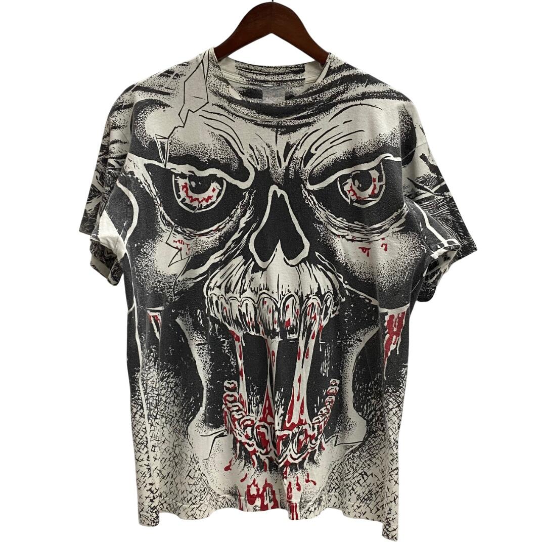 【中古】ヴィンテージ vintage 90 skull tee タグ無し Tシャツ ホワイト 201MT-4685 VB