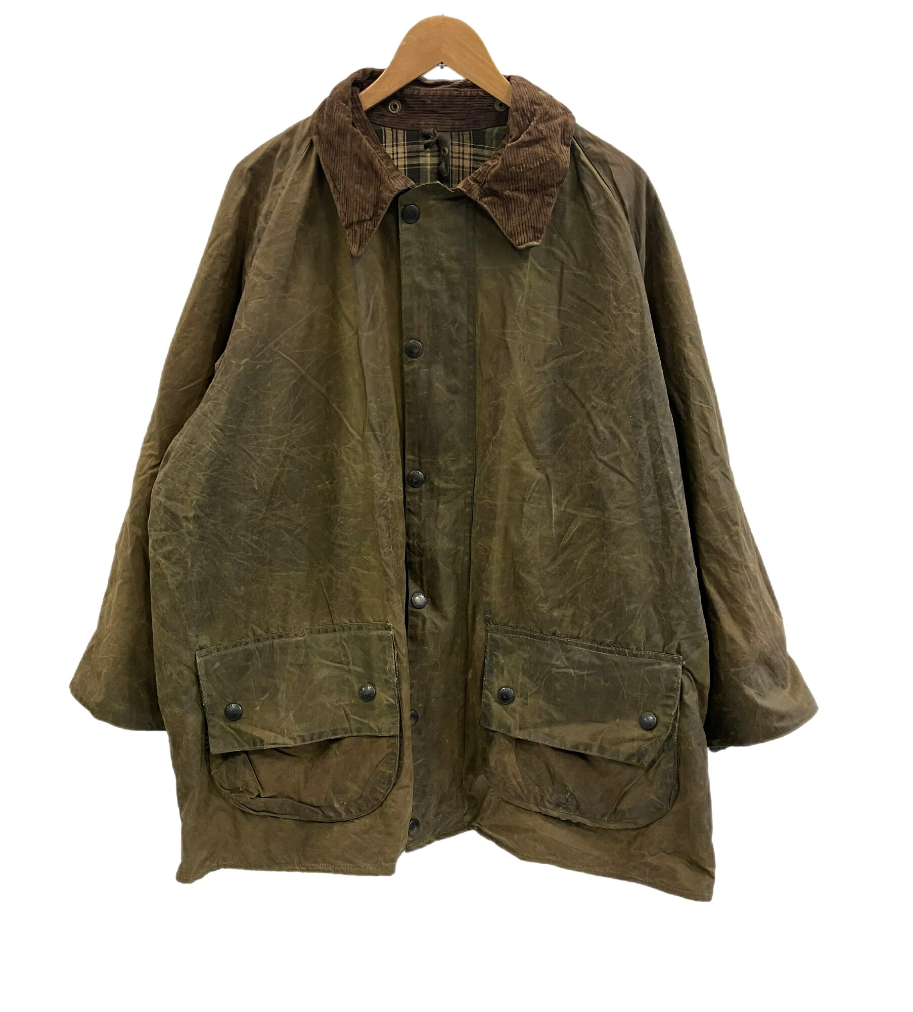 【中古】バブアー BARBOUR 90's 90年代 3ワラント GAMEFAIR ゲームフェア ワックス コットン オイルドジャケット ハーフコート VINTAGE ヴィンテージ A123 ジャケット カーキ 101MT-5233｜ドンドンサガール
