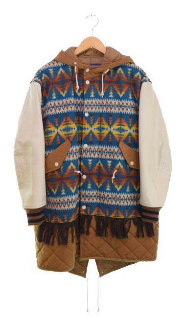 【中古】コムデギャルソン COMME des GARCONS JUNYA WATANABE &times; PENDLETON ジュンヤワタナベ 22AW AZTEC COAT モッズコート 切替 WJ-C005 コート マルチカラー SSサイズ 103MT-3285｜ドンドンサガール