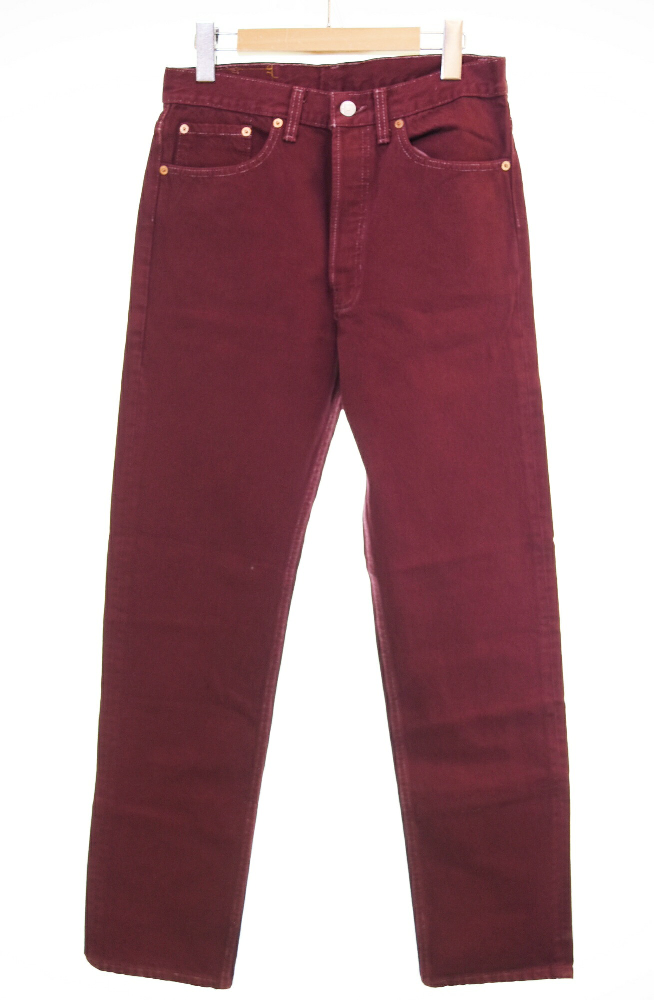 【中古】リーヴァイズジーンズ Levi\u0027s 90\u0027s 90日にち 亜米利加製 USA 色合いジーンズズボン下 ブドウ酒赤いこと 32 34 201-0651  ジーンズ 32 103MB-688 メンズファッション-ズボン・パンツ