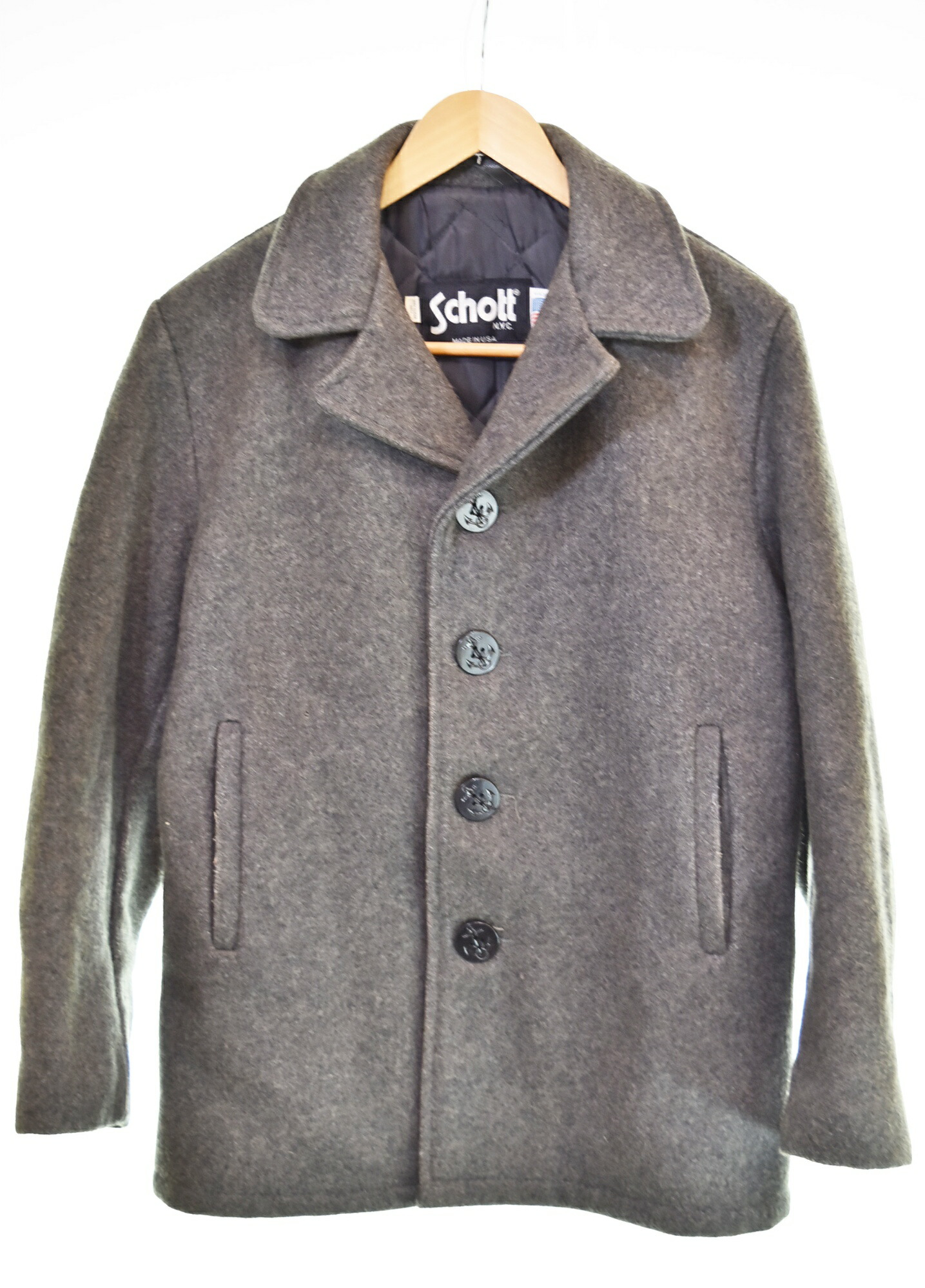 楽天市場】ショット Pコート サイズ表記 44 グレー schott メルトン