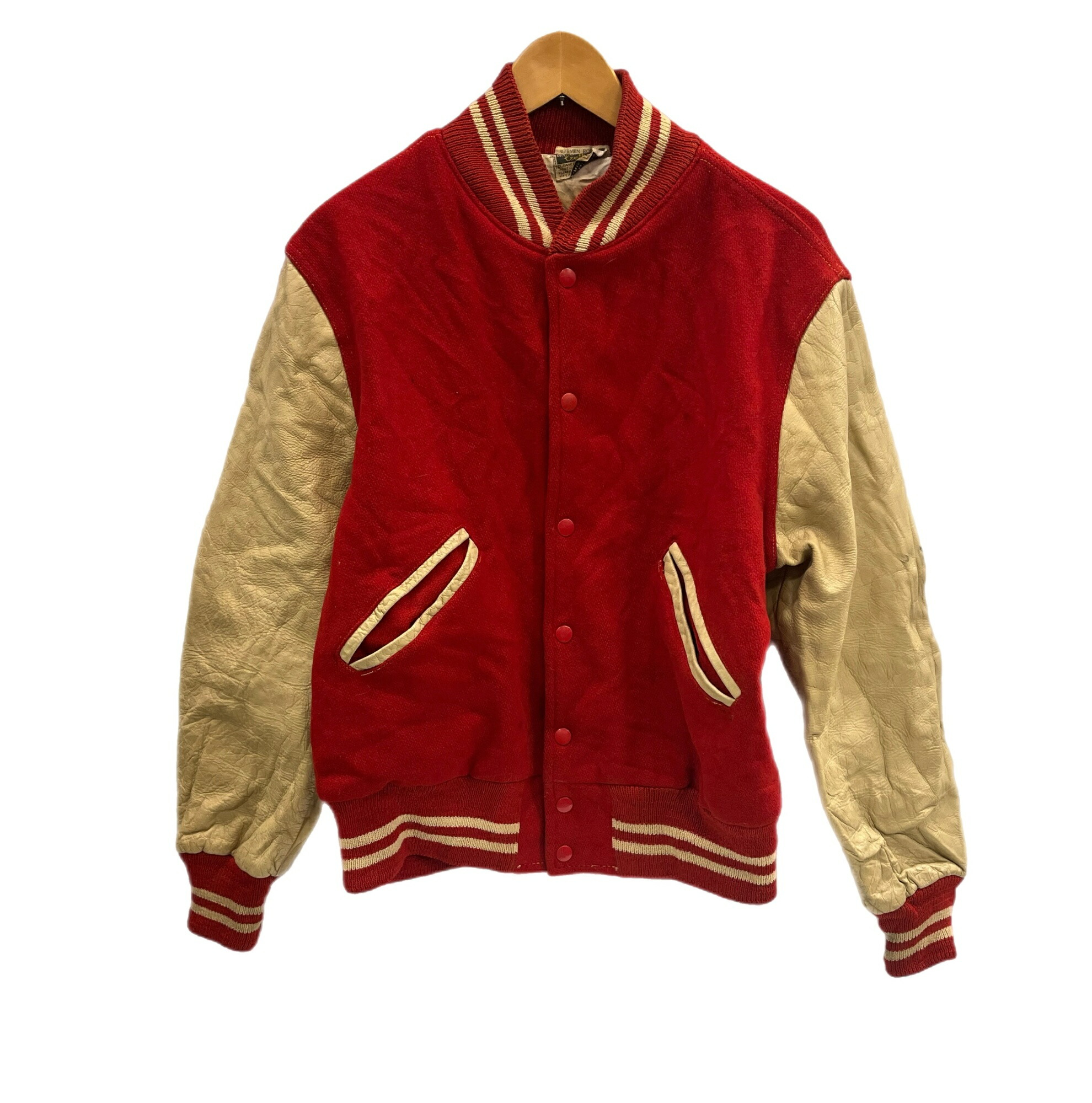 楽天市場】60s BUTWIN 無地 袖レザー メルトン スタジャン アワード