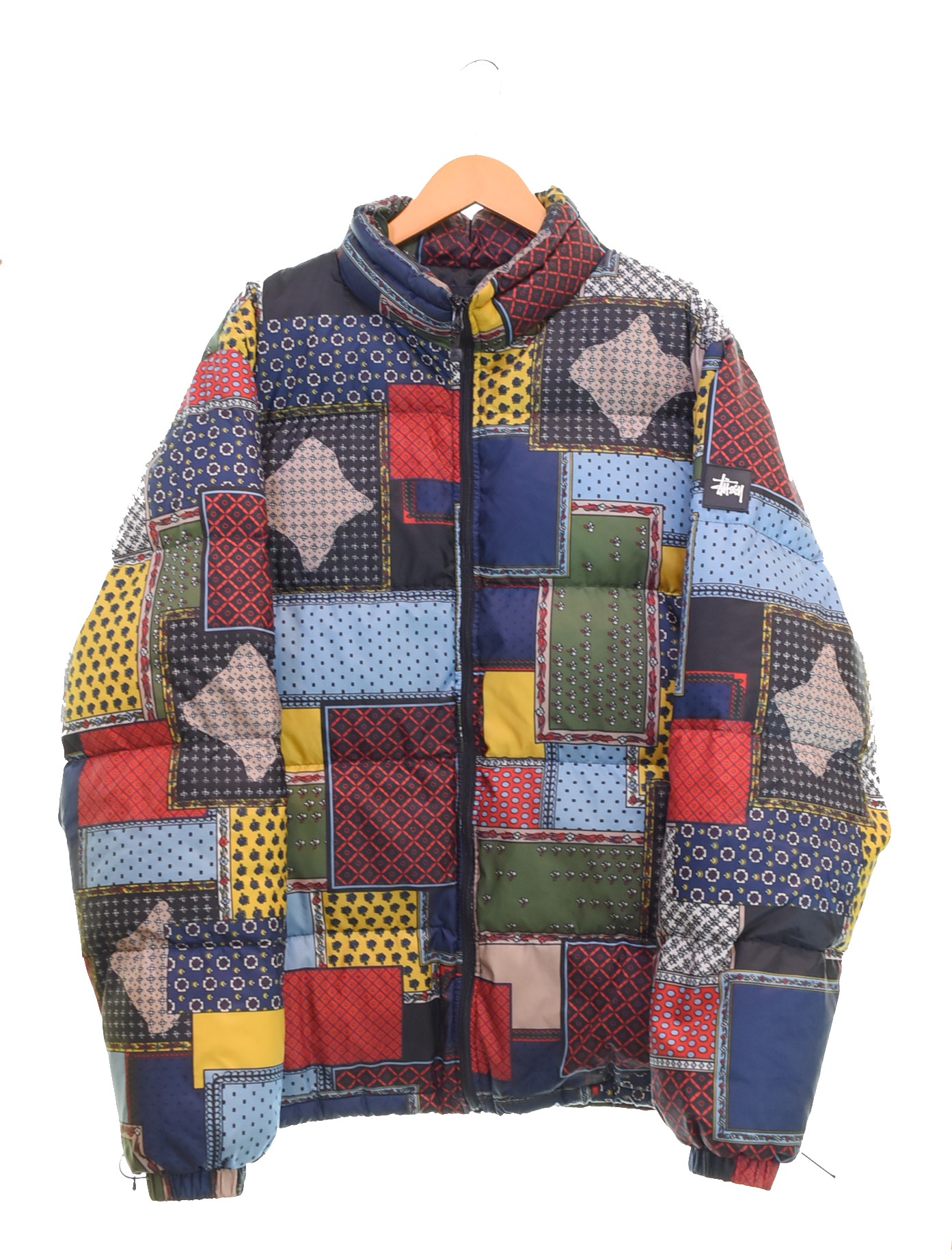 【中古】ステューシー STUSSY 19AW Patchwork Puffer Jacket パッチワーク ダウンジャケット ジャケット マルチカラー LLサイズ 103MT-3523｜ドンドンサガール
