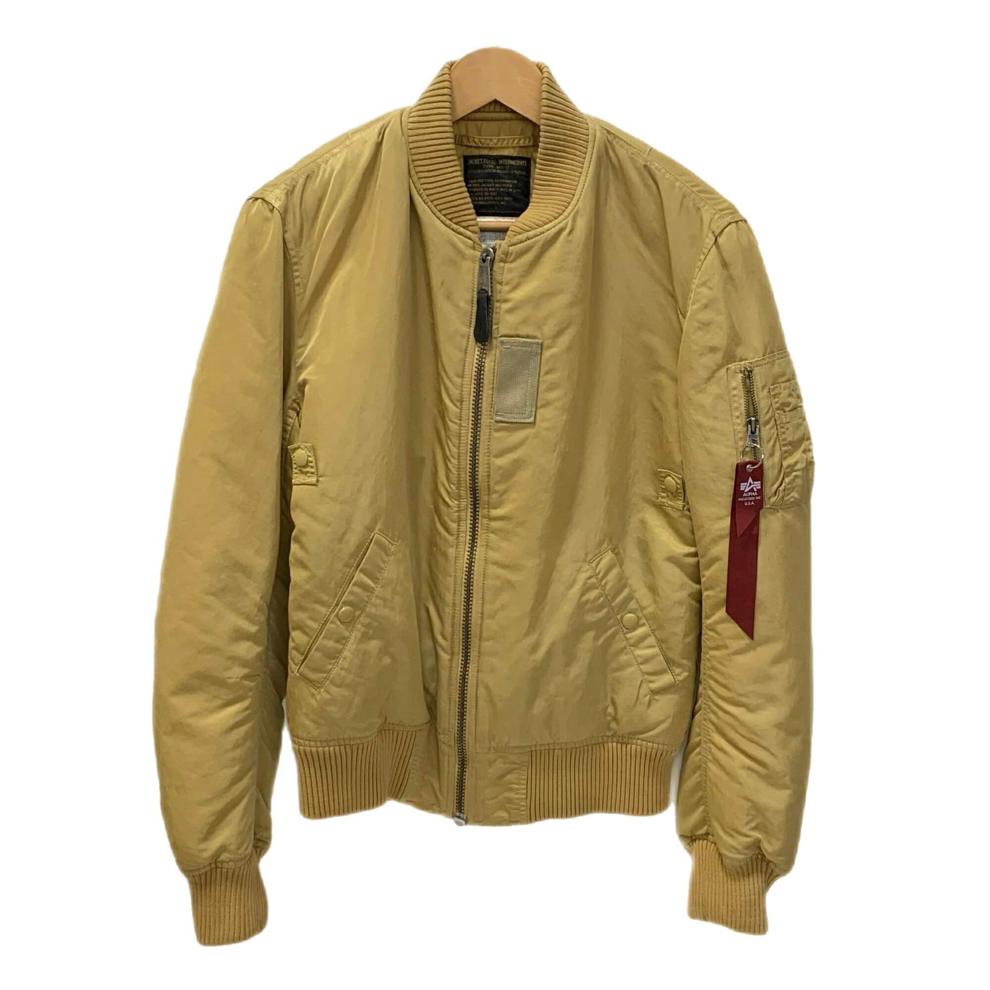 【中古】アルファ インダストリーズ ALPHA INDUSTRIES MA-1 飛行上衣 8415-633-9617 上衣 ベージュ S大きさ 201MT-4887