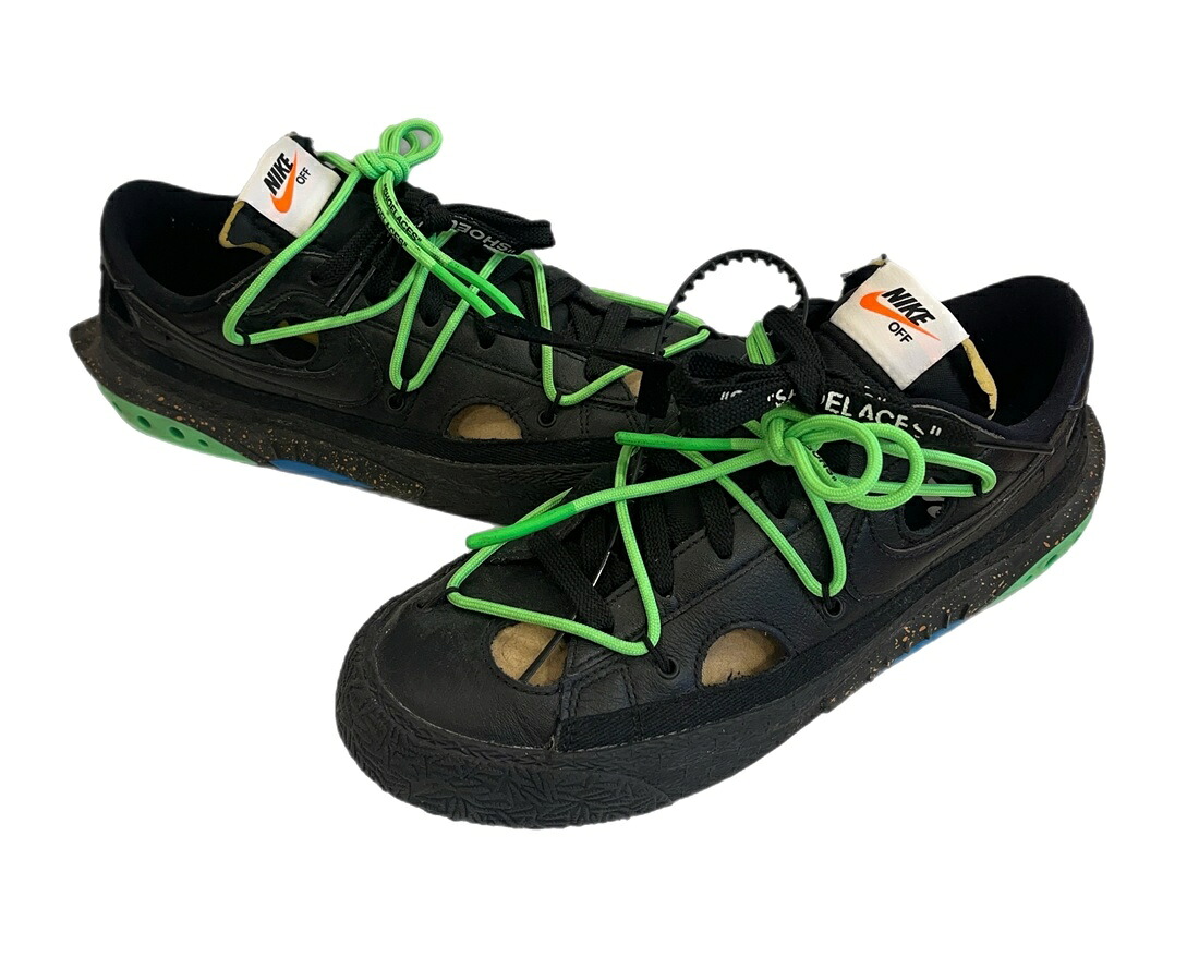 【中古】ナイキ NIKE ×Off-White Blazer Low Black and Electro Green オフホワイト ブラック アンド エレクトログリーン メンズ靴 スニーカー ブラック 26cm 101sh-2422