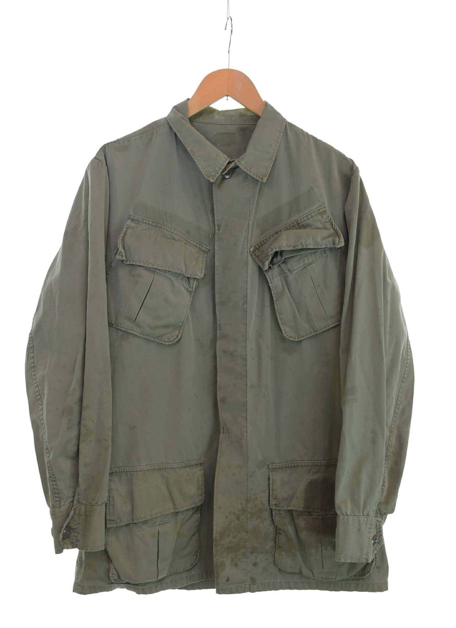 【中古】ミリタリー Military USARMY ジャングルファティーグジャケット 4th アメリカ軍 リップストップ ジャケット カーキ 103MT-3604｜ドンドンサガール