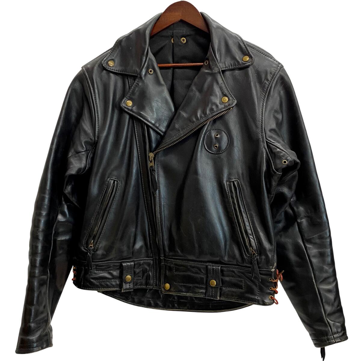 Langlitz Leathers ブラック ダブルライダースジャケット Langlitz Leathers 黒 レザー ダブルライダースジャケット