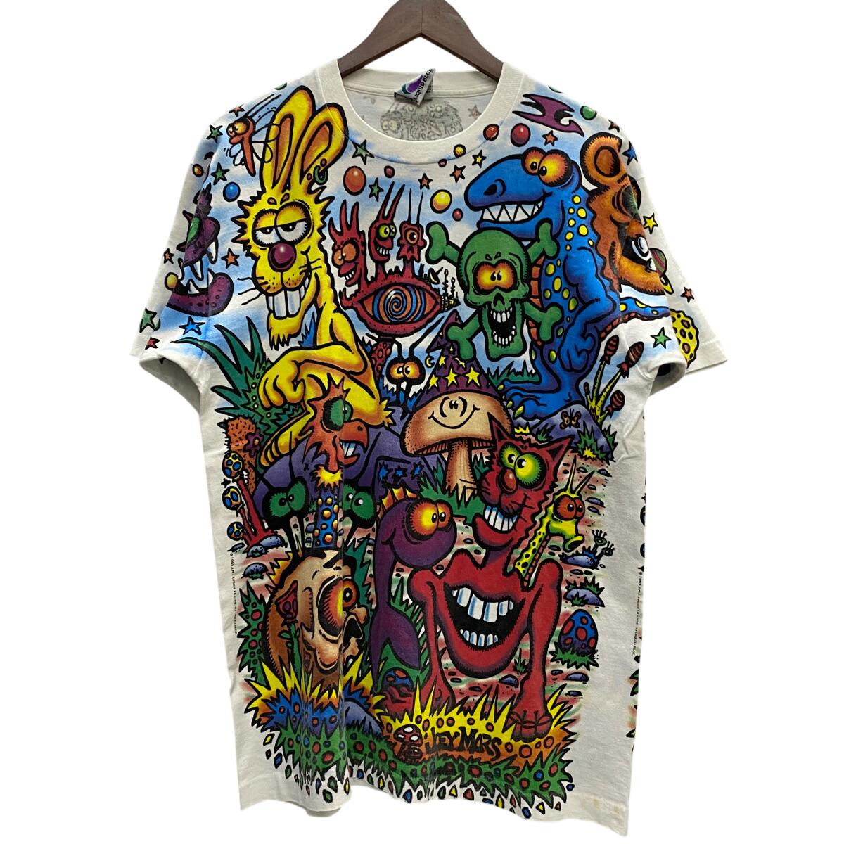 【中古】ヴィンテージ vintage 90 Joey Mars All Over Print T-Shirts Liquid Blue USA製 Tシャツ ホワイト Lサイズ 201MT-4998 VB