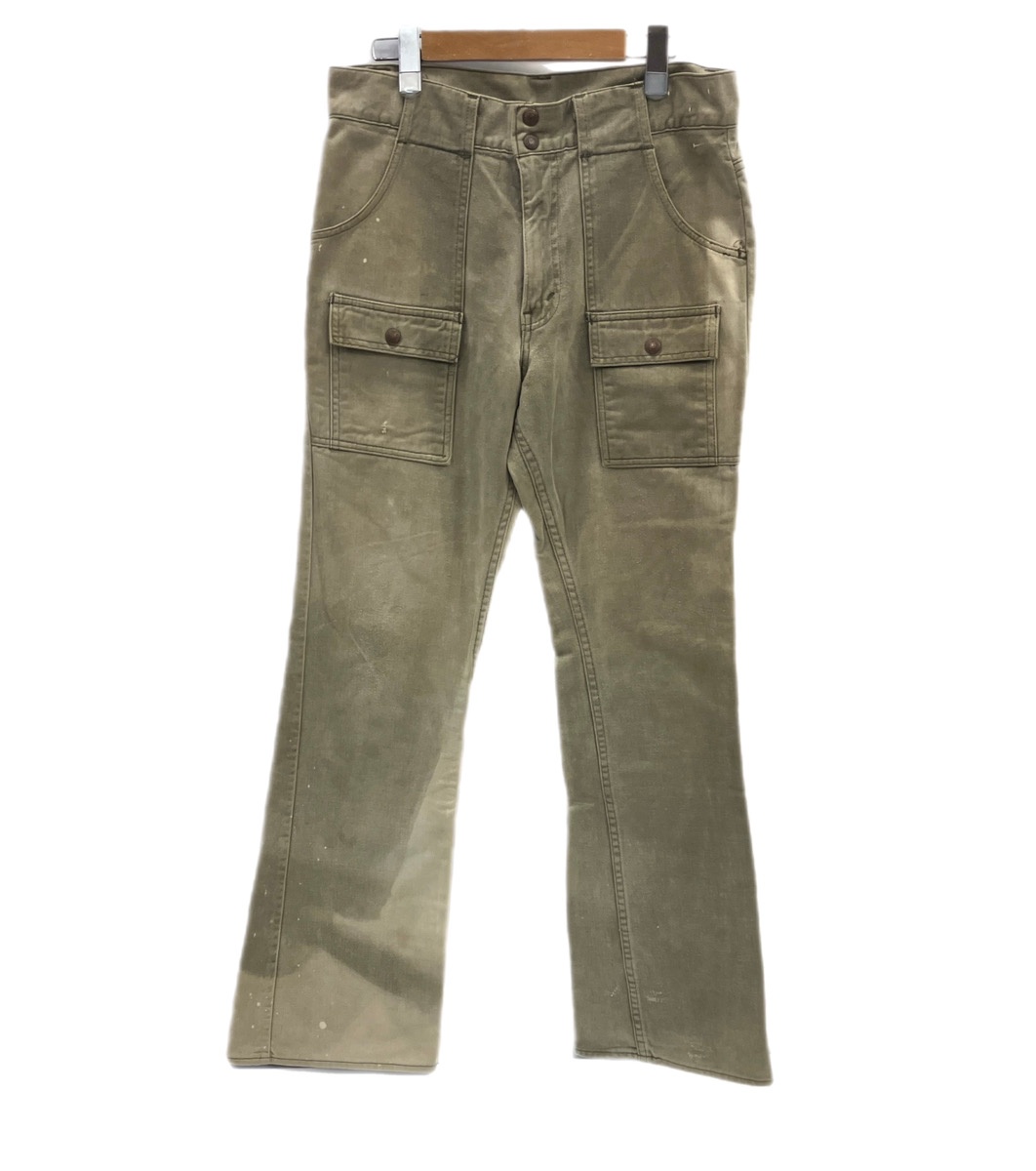 【中古】リーバイス Levi's 70's 70年代 珍品 白タブ BIGE ブッシュパンツ フレア ボタン裏32刻印 42TALON ZIPPER vintage ヴィンテージ ボトムスその他 グリーン 101MB-818|ドンドンサガール