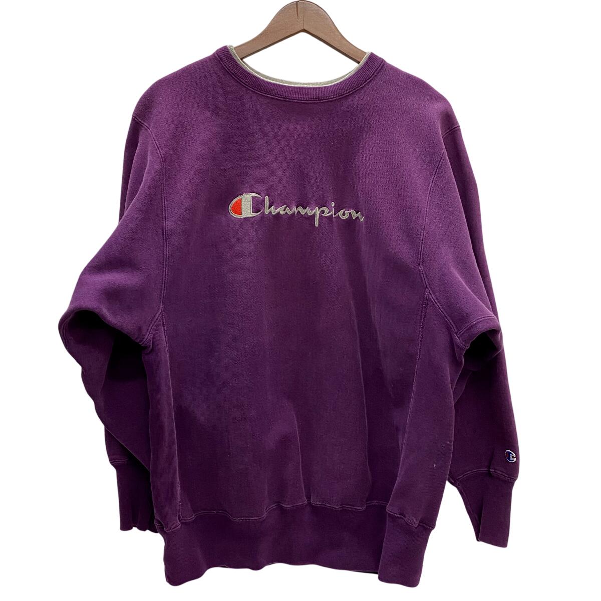 【中古】はやりっ子 Champion 90\u0027s REVERSE WEAVE USA製 フェイクレイヤード 流汗 パープル XL大きさ 201MT-5024 VB
