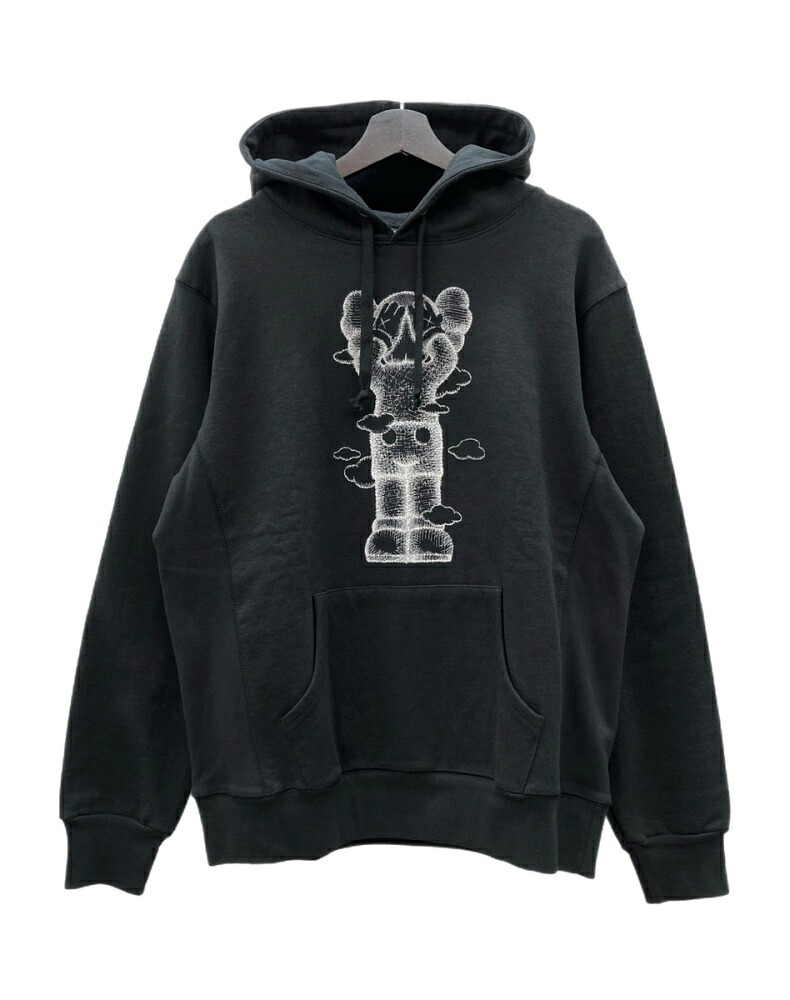 【中古】 カウズ KAWS HOLIDAY UK Hoodie ティーシャツ パーカー フーディ 裏起毛 流汗 黒 アノラック 刷り上げる 黒いこと L大きさ 104MT-2525