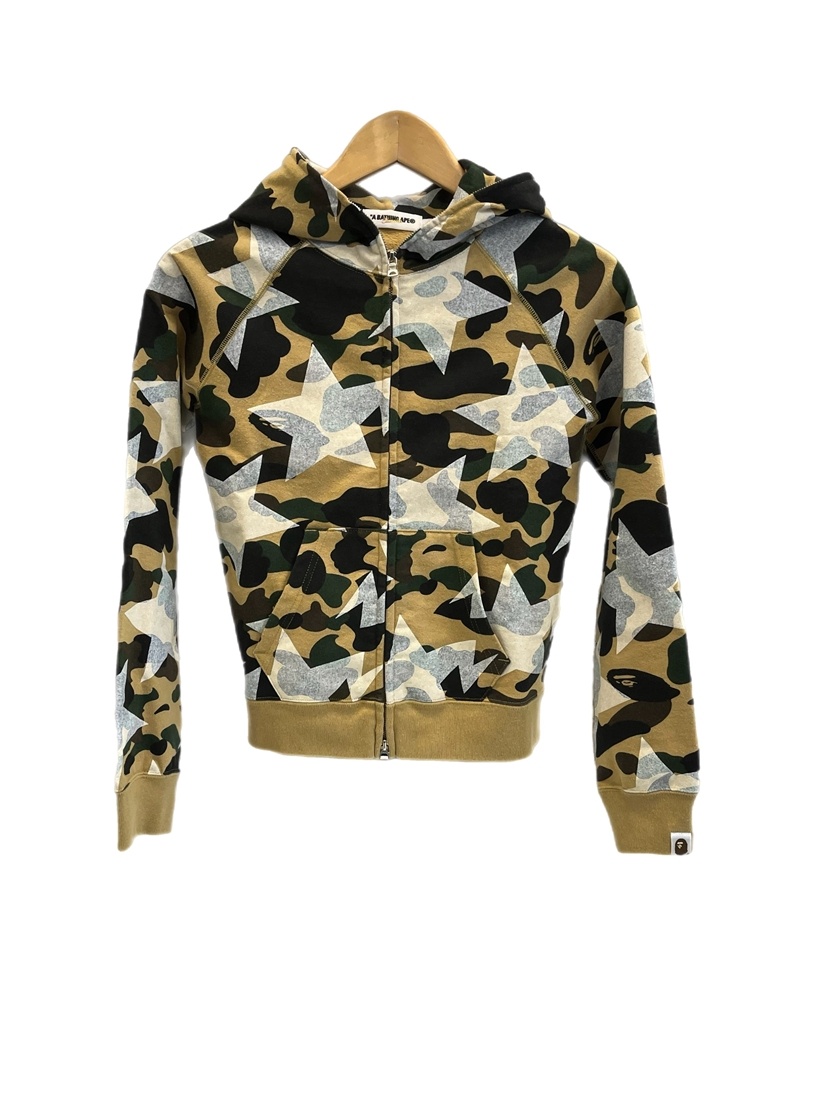 【中古】ア ベイシング エイプ A BATHING APE classics ベイプ はやりっ子 家鴨フラ 変装 フルジップパーカー フーディ  アノラック ベージュ XXS 101LT-292