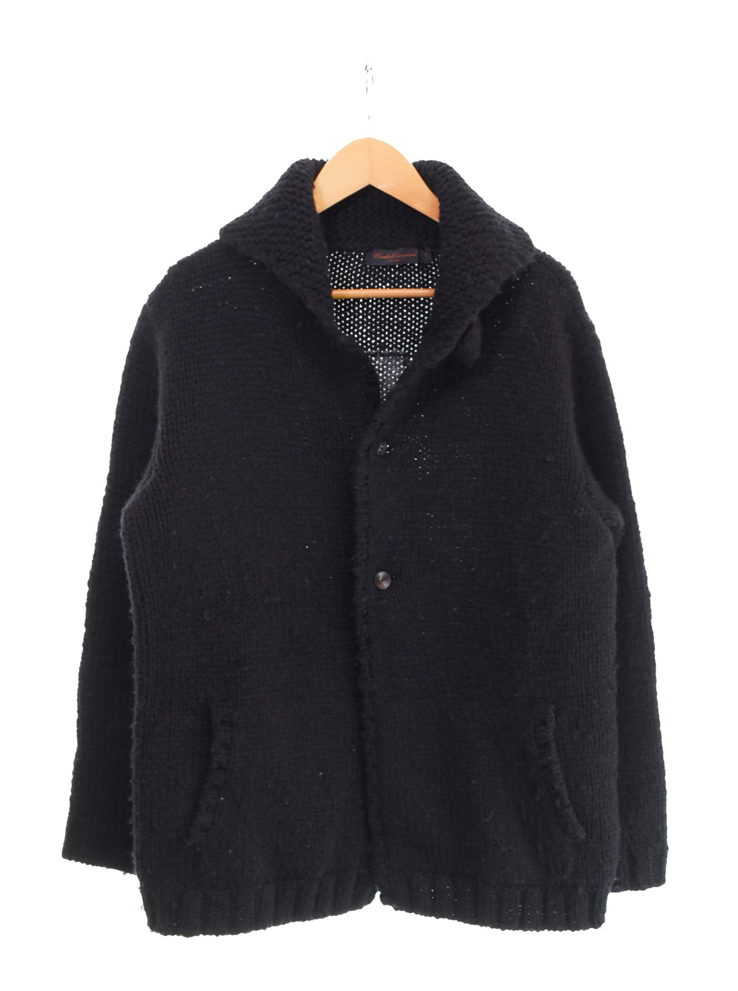 【中古】アンダー覆いかぶせる UNDERCOVER 03AW Anarchy Hand Knit Cardigan アナーキーハンドニットカーディガン カウ顎 V290 スウェーター 黒いこと L大きさ 103MT-3802