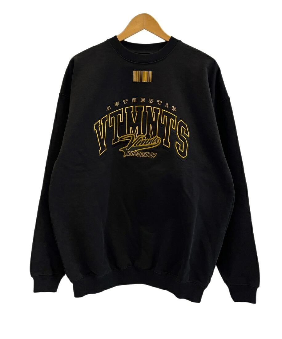 【中古】ブイティーエムエヌティーエス VTMNTS 分科大学 刺しゅう トレーナー ロゴタイプ刺しゅう  VL12TR160B XS 汗水 黒いこと SS大きさ 101MT-5705