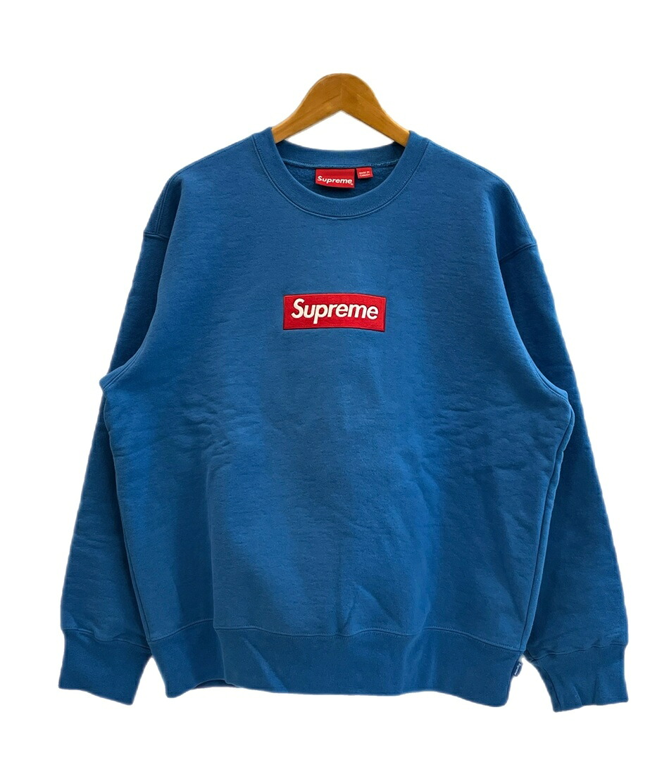 【中古】シュプリーム SUPREME 22AW BOX LOGO CREWNECK Blue ボックスロゴクルーネック 青 汗水 青色 M大きさ 101MT-5719