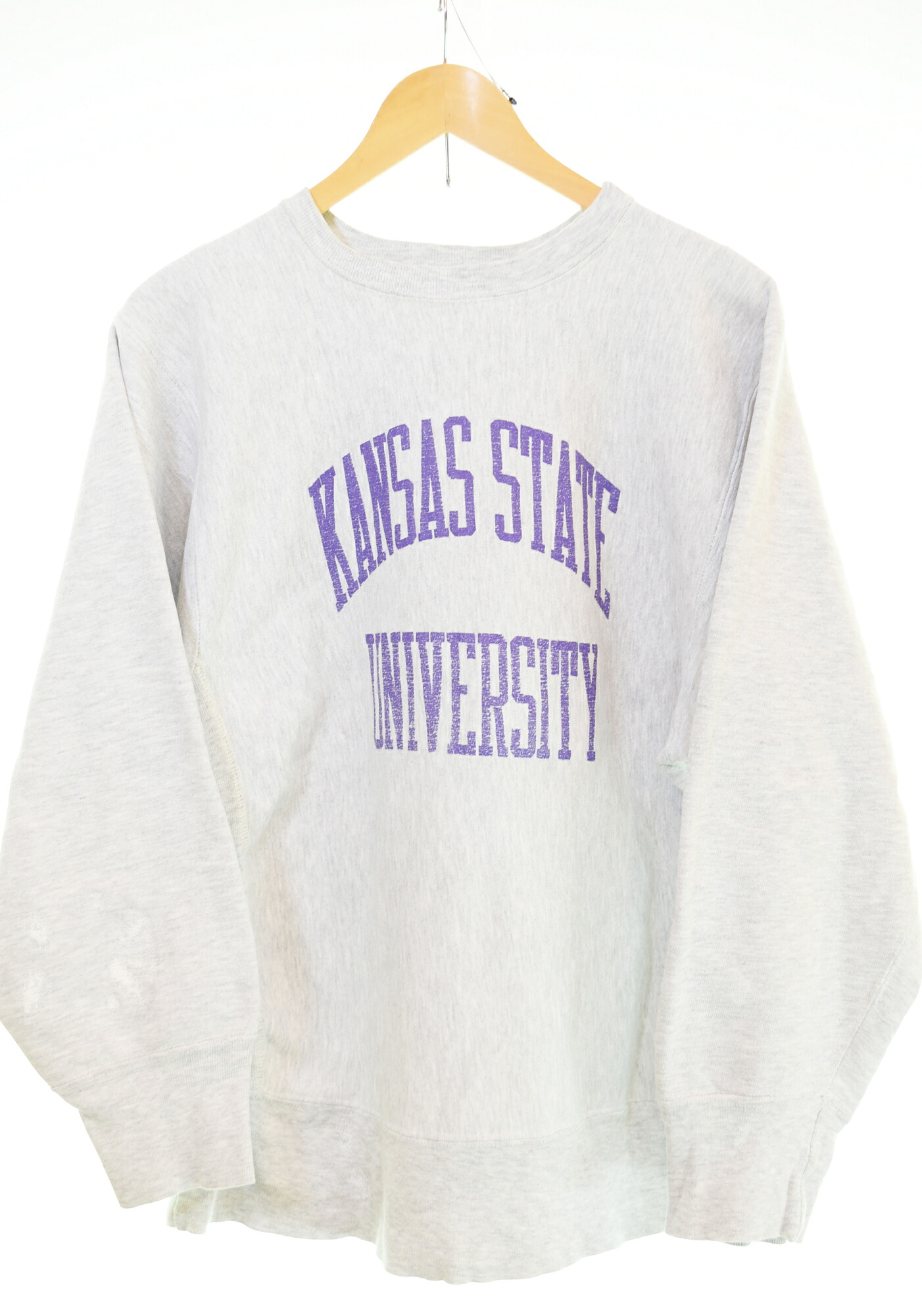 【中古】はやりっ児 Champion REVERSE WEAVE USA製 80s トリコタグ  Kansas State Sweatshirt ひまわりの州分科大学 汗水 汗水 薄墨色 L大きさ 103MT-3836