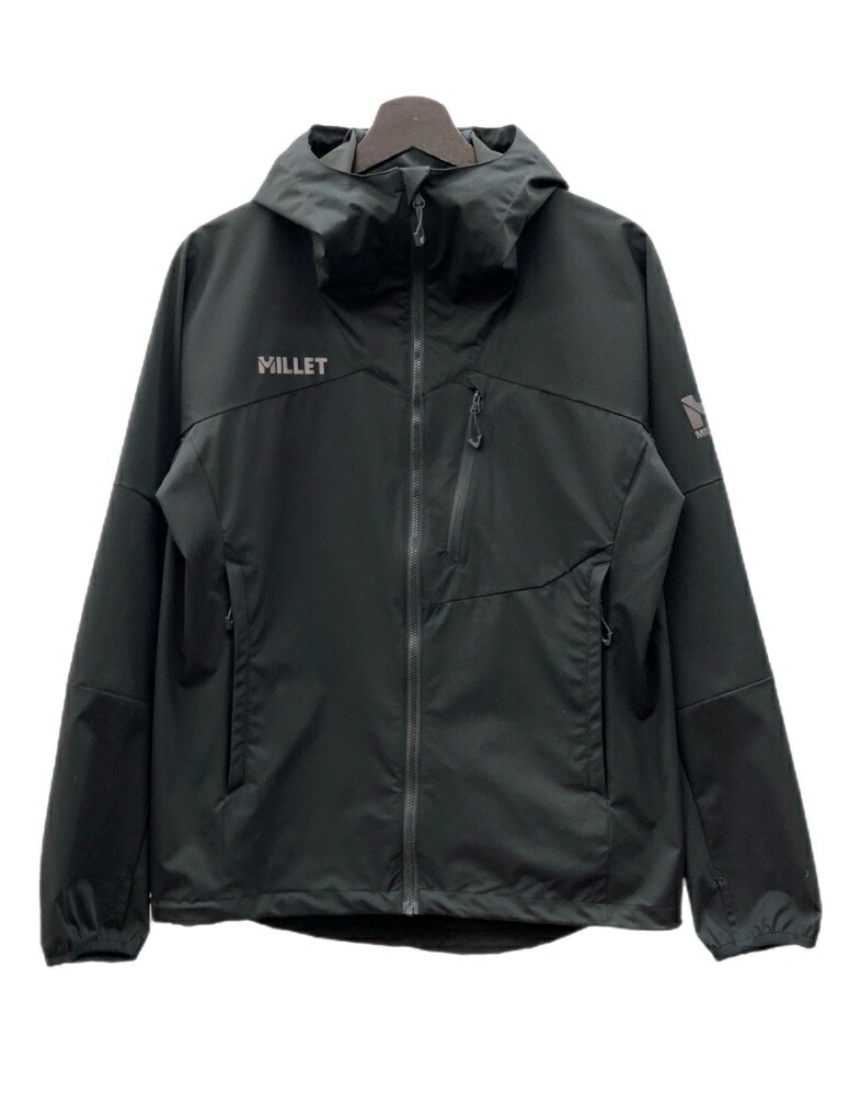 【中古】 ミレー MILLET Insect Barrier Bionnassay Jacket はたご屋セクト 防壁 ビオナセ 上衣 ジップアップ ボンネット アウトドア 黒 MIV02063 上衣 ロゴタイプ 黒いこと M大いさ 104MT-2656 コート・ジャケット-メンズファッション