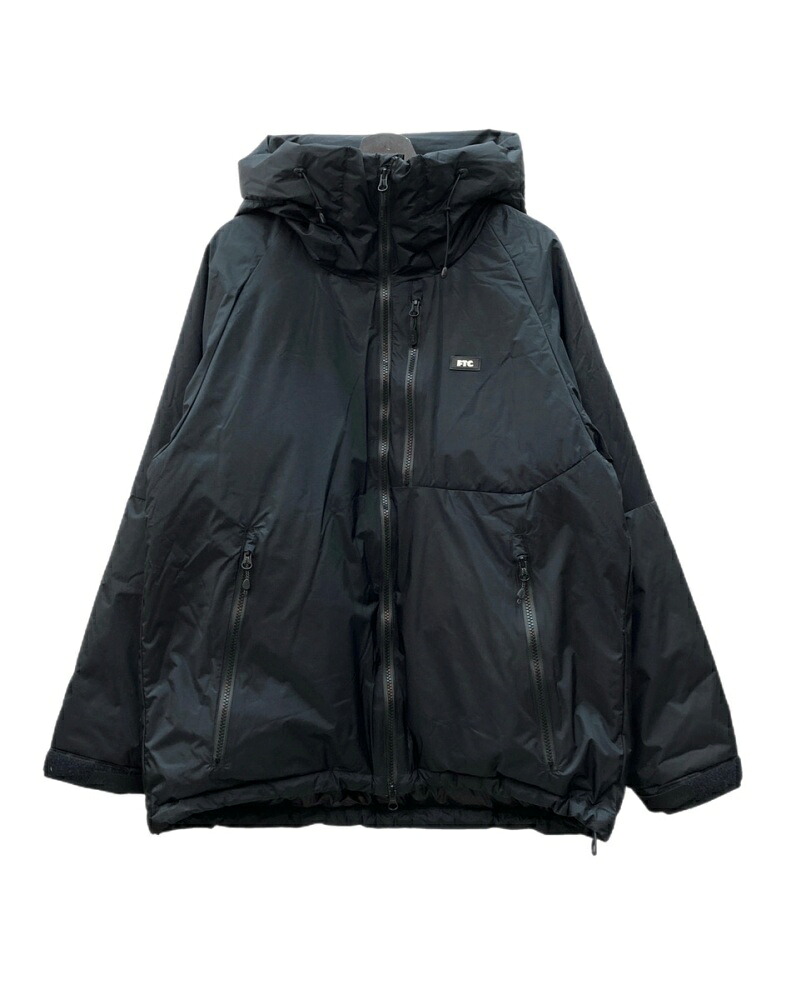 【中古】 エフティーシー FTC × NANGA ナンガ AURORA TEX DOWN JACKET オーロラ テック 落ちこむ 上衣 ダブルジップ アウトドア アウター 黒 FTC025NGAJ01 上衣 ロゴタイプ 黒いこと L大きさ 104MT-2658