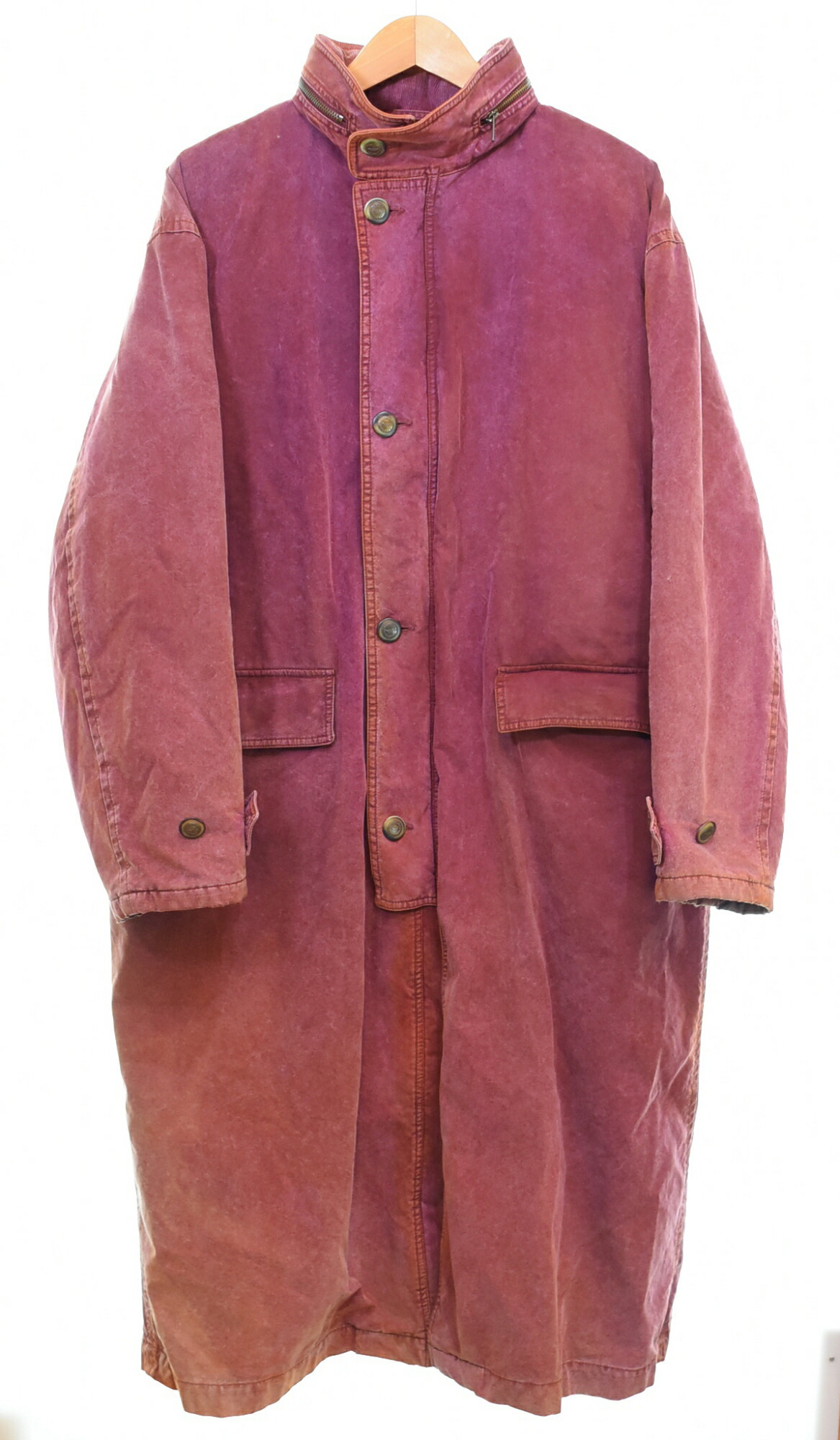 【中古】アルマーニ デニム ARMANI JEANS 90\u0027s Military Coat ミリタリー 厚地の外套 ロング 丈 イタリア製 エン急性灰白髄炎 アルマーニ ジャパン モッズ 90s 90日付け  6941-7104 50 上衣 赤いこと 103MT-3896