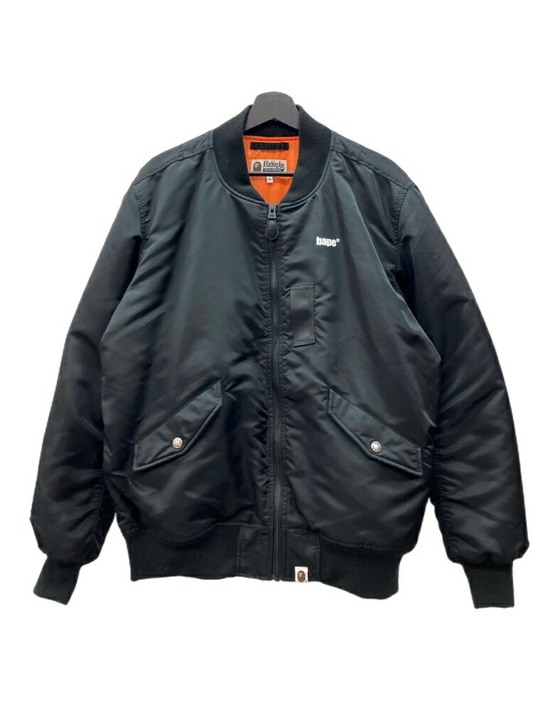 楽天市場】15AW A BATHING APE BLACK Leather MA-1 黒金 XL ア