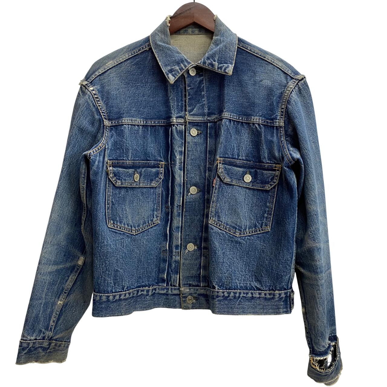 【中古】リーヴァイズジーンズ Levi\u0027s 50\u0027s 60\u0027s BIG E 507XX ハギ付き添い人 紙継ぎ切れ 上衣 青味 201MT-5273 VB