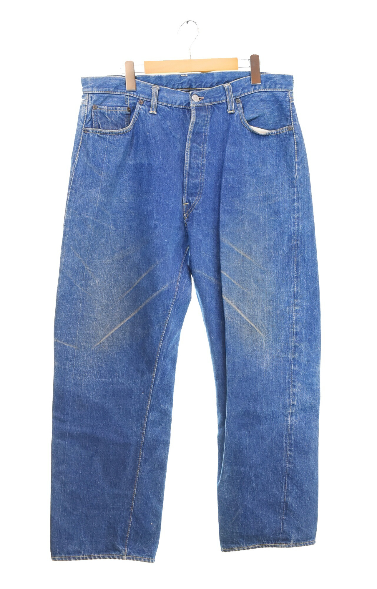 【中古】リーヴァイズジーンズ Levi\u0027s 60s 501-501 ダブル名まえ うつり変わり期 BIGE 名取り草裏E 不首尾一貫したV 足長R ウオッチポケット裏シングル V編み目 60\u0027s ジーンズ 青碧 103MB-831